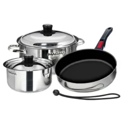 MAGMA Professional Series Gourmet Nesting 7-Piece Stainless Steel Induction Cookware Set with Ceramica® Non-Stick