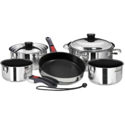 MAGMA Professional Series Gourmet Nesting 10-Piece Stainless Steel Induction Cookware Set with Ceramica® Non-Stick