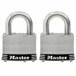 MASTER LOCK 2 Inch (51mm) Wide Laminated Stainless Steel Pin Tumbler Padlock, 2 Pack