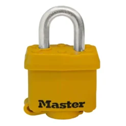 MASTER LOCK 1 9/16 Inch (40mm) Wide Covered Stainless Steel Pin Tumbler Padlock, Yellow