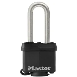 MASTER LOCK 1 9/16 Inch (40mm) Wide Covered Stainless Steel Pin Tumbler Padlock with 2 Inch (51mm) Shackle, Black